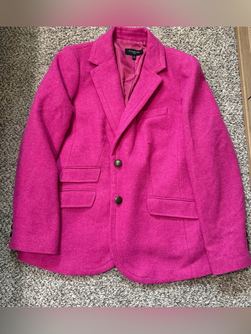 Talbots Women’s Fuchsia Wool-Blend Blazer Jacket Size 14W